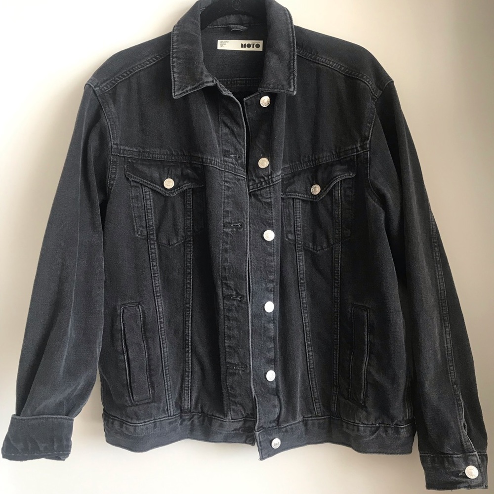 NWOT Topshop Black Oversized Jean Jacket size US 8